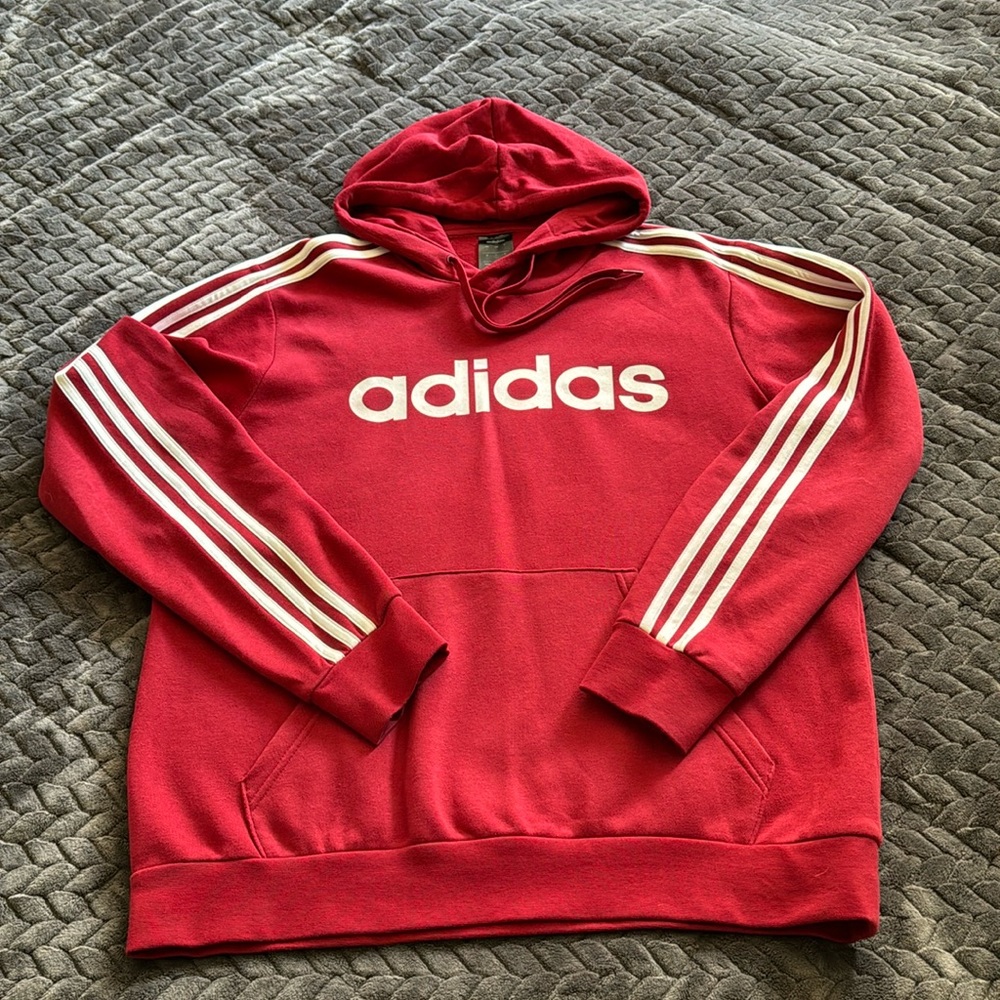 Adidas Red and White Sweatshirt